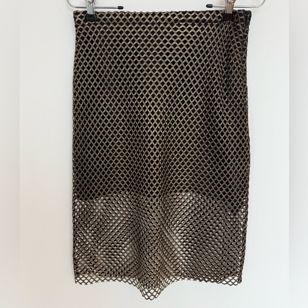 Alexis Larissa Gold Metallic Pencil Skirt Size M